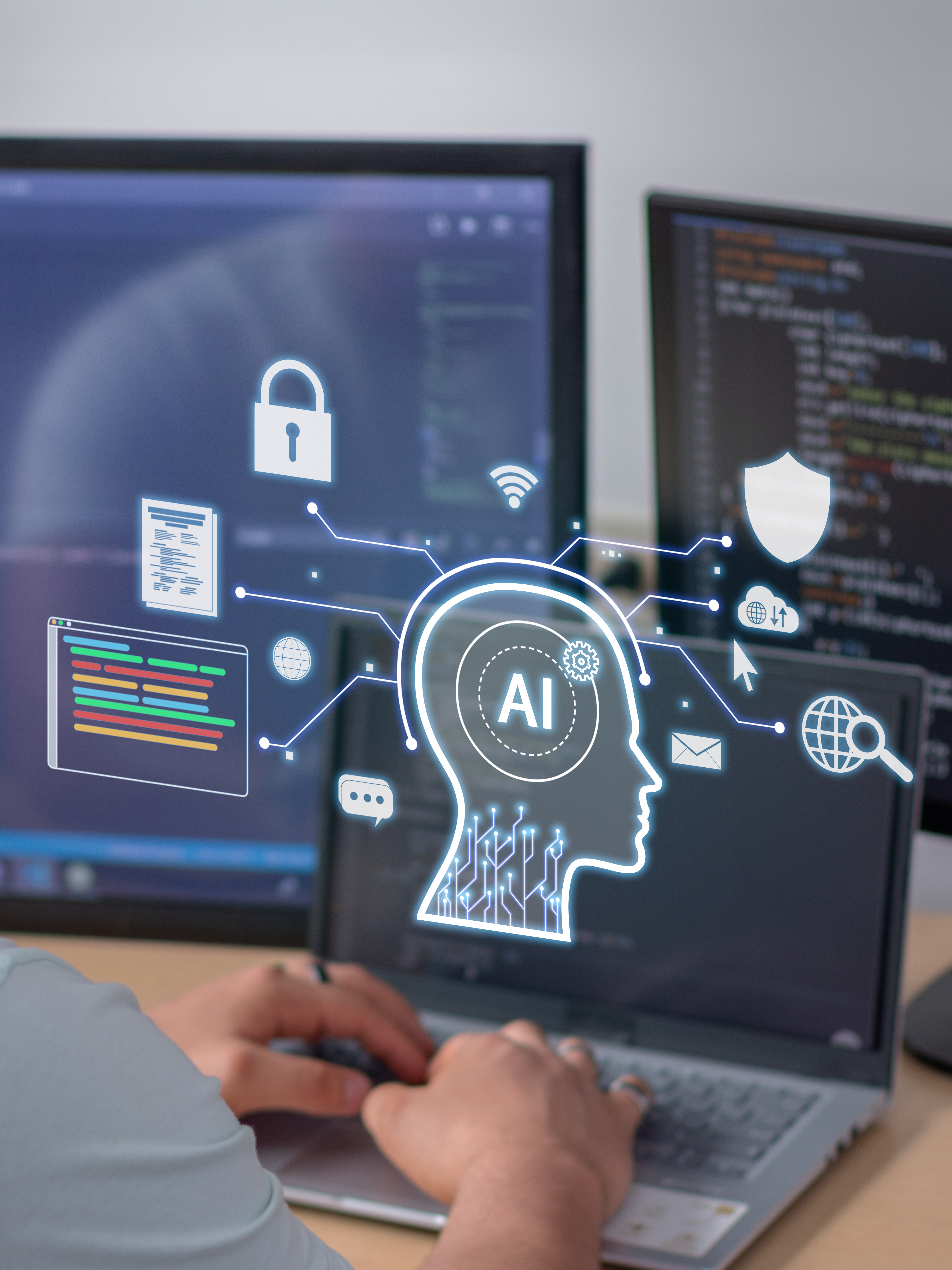 Vertical Image of future of programming with artificial intelligence: AI revolutionizing the way we code